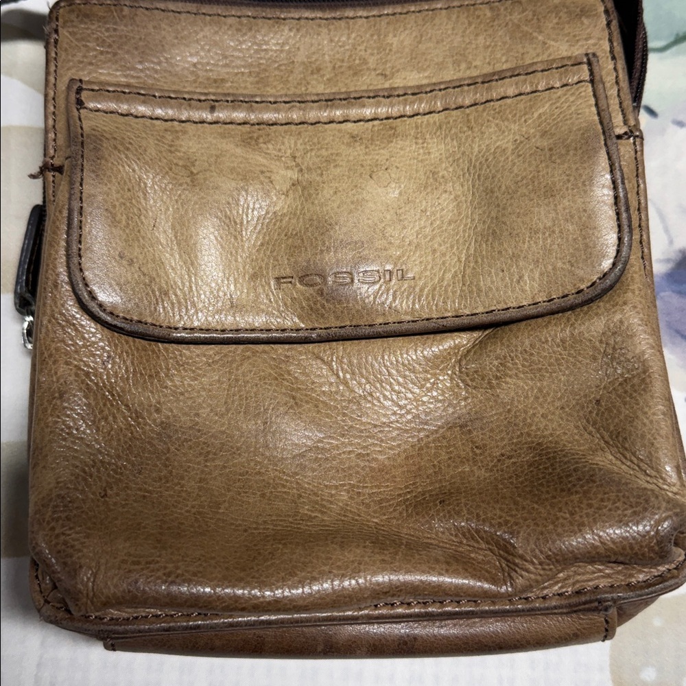 Fossil Brown distressed Leather Crossbody Bag purse - Picture 2 of 9